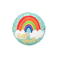 17" Get Well Golden Rainbow Round Foil Balloon