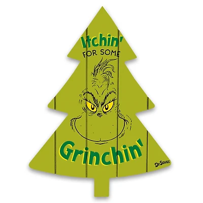 The Grinch Itchin' for Some Grinchin' 14" x 18.5" Dr. Seuss Tree Shaped Pallet Wood
