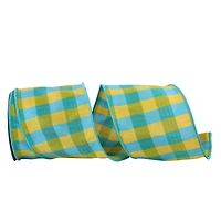 JAM Paper 4" x 10yd. Wired Sunshine Plaid Dupioni Ribbon