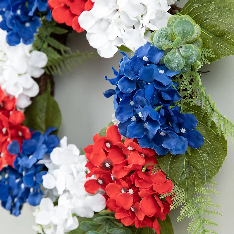 Glitzhome® 22" Red, White & Blue Hydrangea Wreath