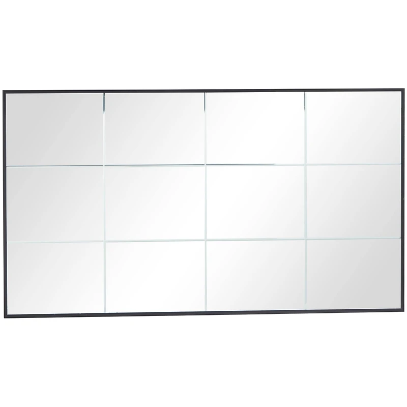 Black Metal Grid Style Panel Wall Mirror 23" x 1" x 40"