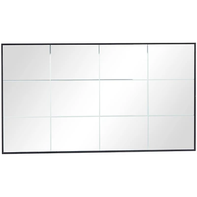 Black Metal Grid Style Panel Wall Mirror 23" x 1" x 40"
