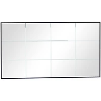 Black Metal Grid Style Panel Wall Mirror 23" x 1" x 40"