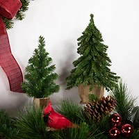 15" Unlit Downswept Village Pine Artificial Christmas Tree in Burlap Base