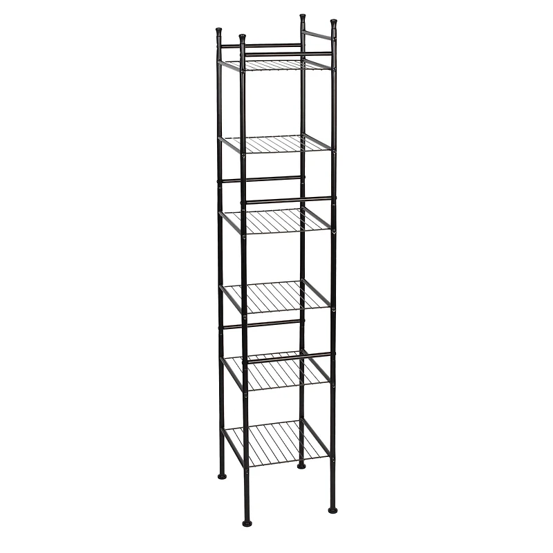 Honey Can Do Black 6-Tier Space-Saving Shelving Tower