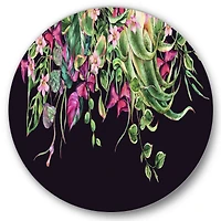 Designart - Floral Tropical Leaves Om Black