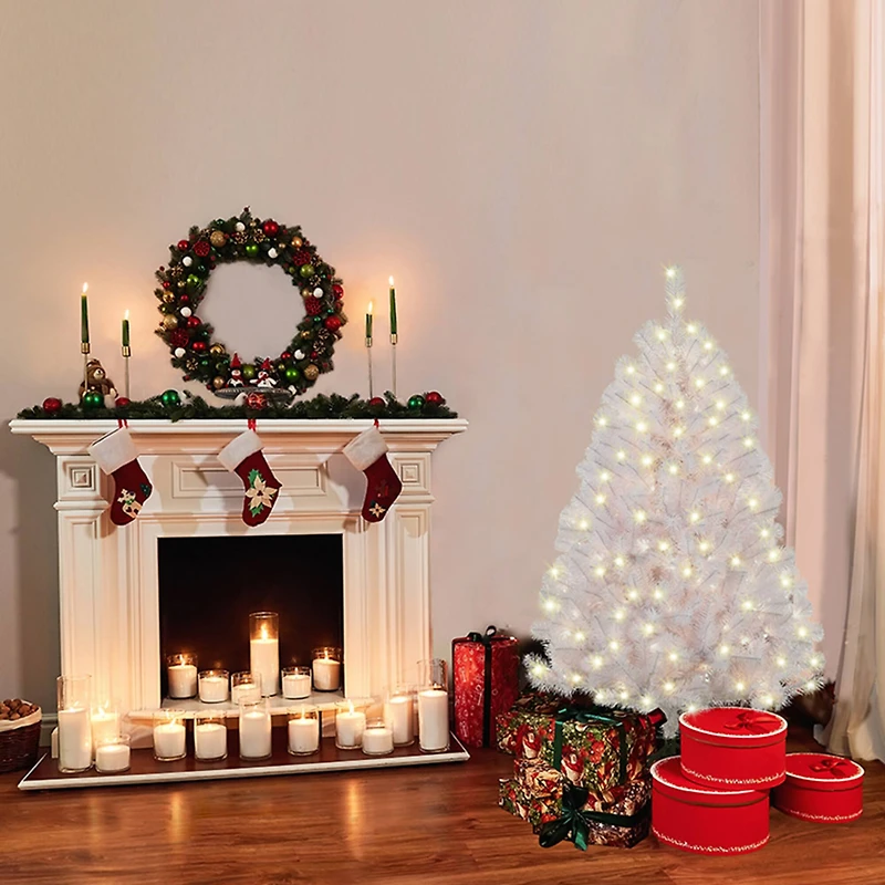 4.5ft. Pre-Lit White Northern Fir Artificial Christmas Tree, Clear Lights