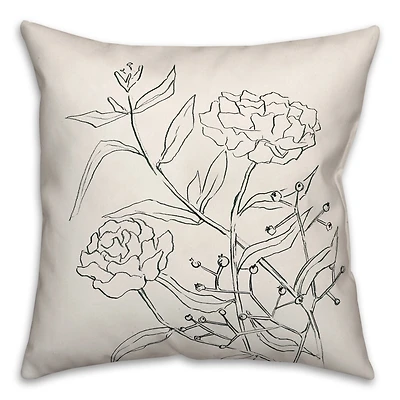 Pencil Florals Throw Pillow