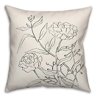 Pencil Florals Throw Pillow