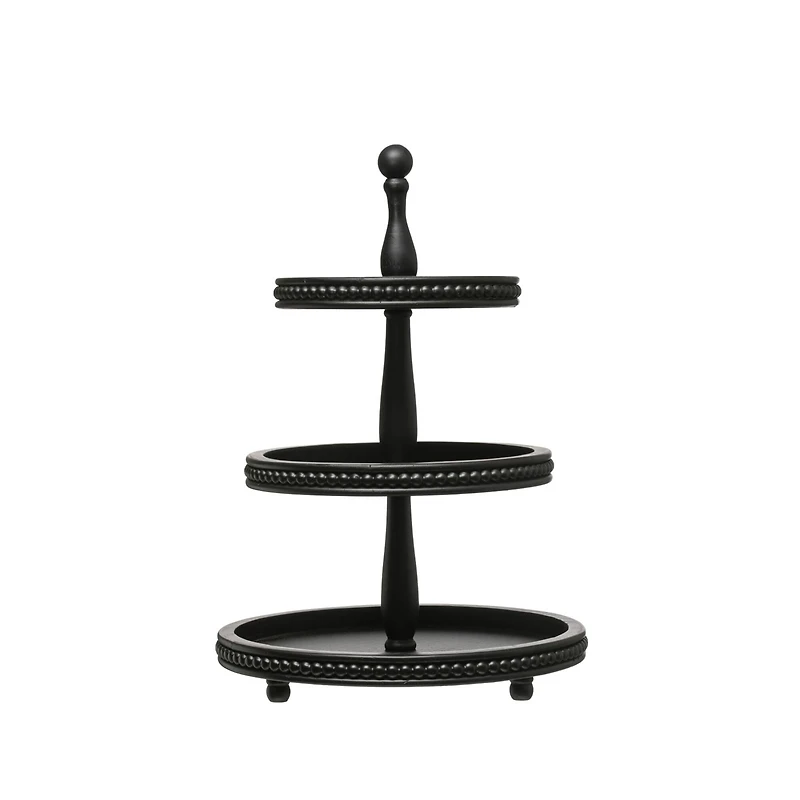 Hello Honey® 25" Black 3-Tier Wood Tray