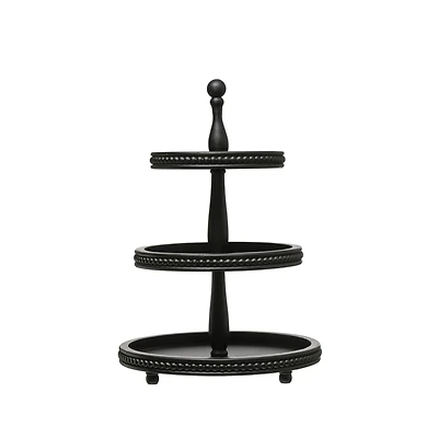 Hello Honey® 25" Black 3-Tier Wood Tray