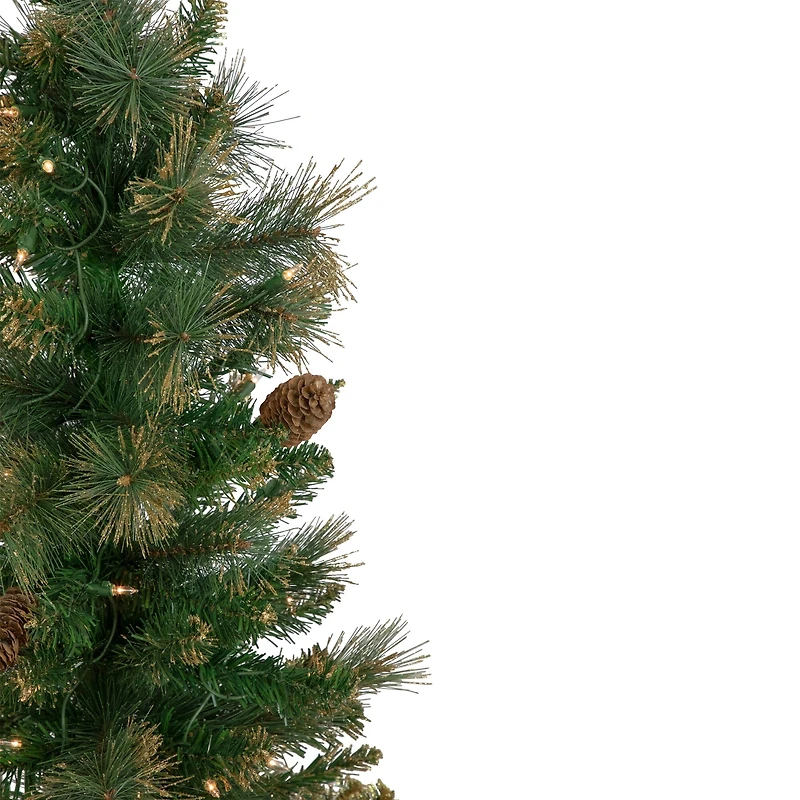 4.5ft. Pre-Lit Yorkshire Pine Pencil Artificial Christmas Tree, Clear Lights