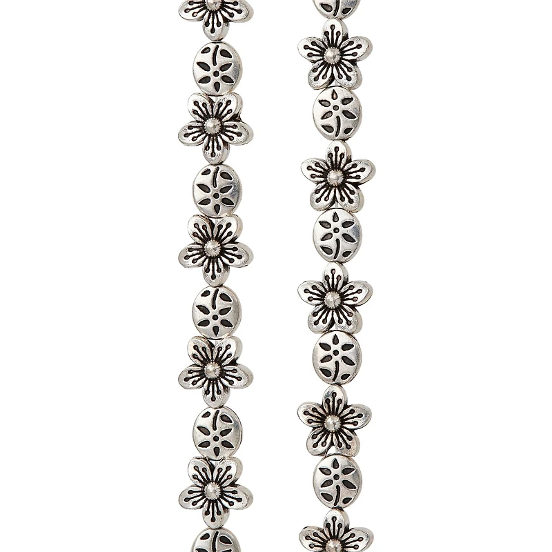 12 Pack: Silver Flower Beads by Bead Landing™