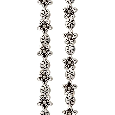 12 Pack: Silver Flower Beads by Bead Landing™