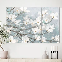 Designart - Blue on Grey Blossoms
