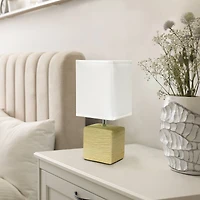 Simple Designs Stone Table Lamp with White Shade