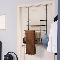 Black Over The Door Towel Rack Bathroom with Hooks