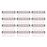 IRIS Stack & Pull Clear Plastic Storage Boxes with Gray Lid