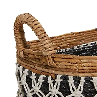 Black Cotton Bohemian Storage Basket Set