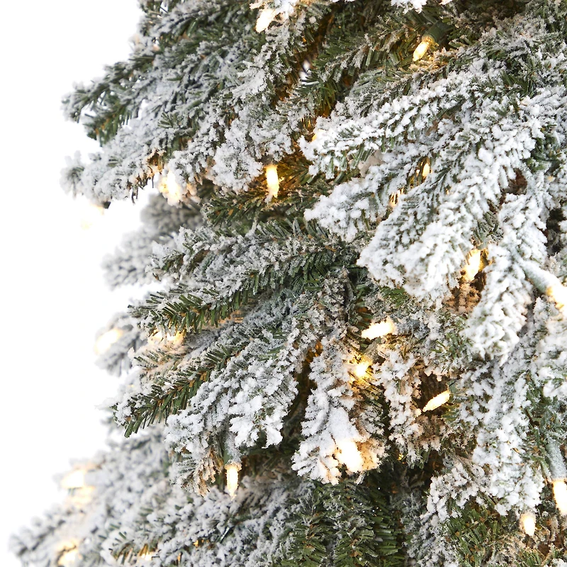 9ft. Pre-Lit Flocked Grand Alpine Artificial Christmas Tree, Clear LED Lights