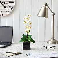 20" Orchid Artificial Arrangement in Black Planter