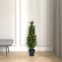 3ft. Pre-Lit Potted Green Cedar Tree