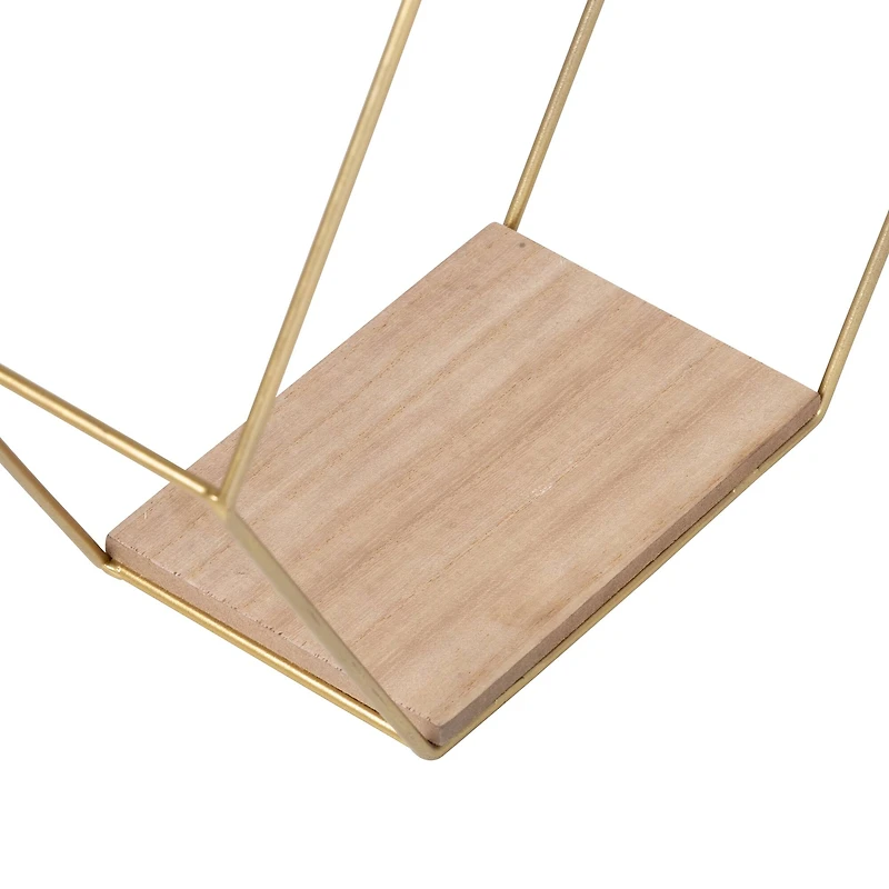 Honey Can Do 12" Gold Hexagonal Decorative Metal Wall Shelves