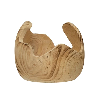 Hello Honey® 10" Decorative Paulownia Wood Organic Shaped Bowl