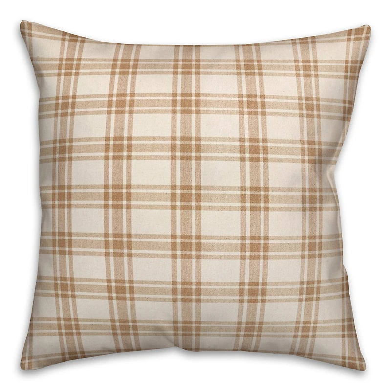 Orange Plaid Throw Pillow