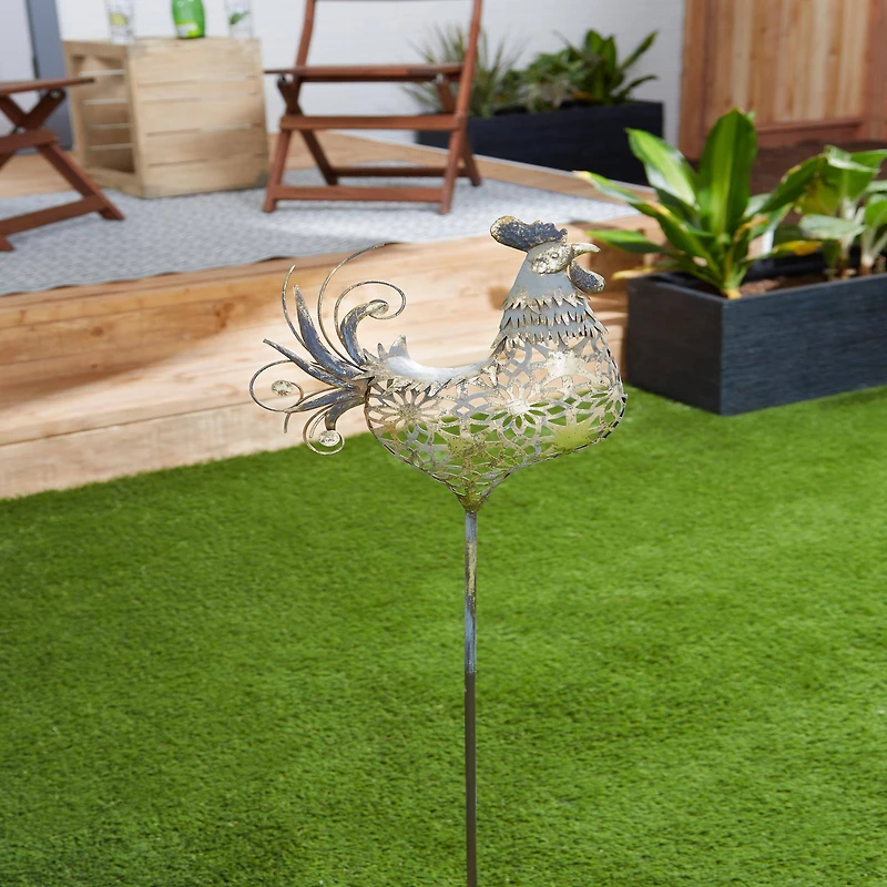 35.5" Gold Rooster Garden Stake