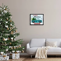 Stupell Industries Merry Christmas Farm Fresh Trees Sign Framed Floater Canvas Wall Art