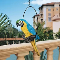 Design Toscano 14" Polly in Paradise Parrot on Ring Perch, 2ct.