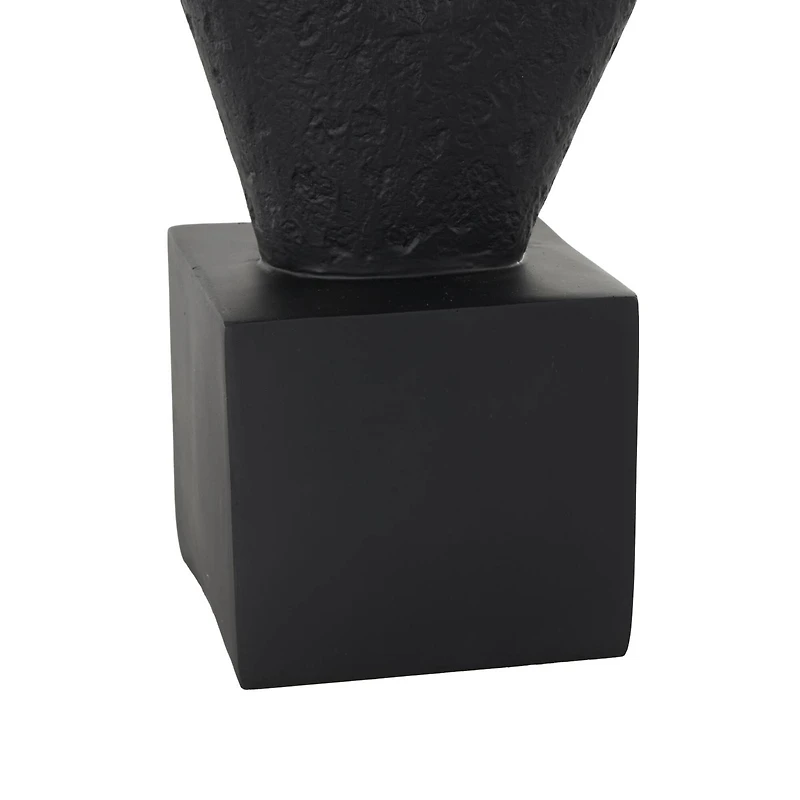 18" Black Abstract Cutout Polystone Teardrop Sculpture with Block Base