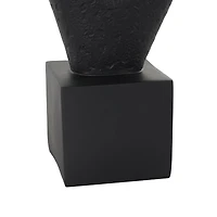 18" Black Abstract Cutout Polystone Teardrop Sculpture with Block Base