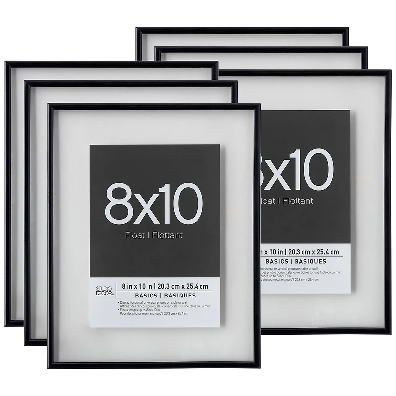 6 Pack: Black Thin 8" x 10" Float Frame, Basics by Studio Décor®