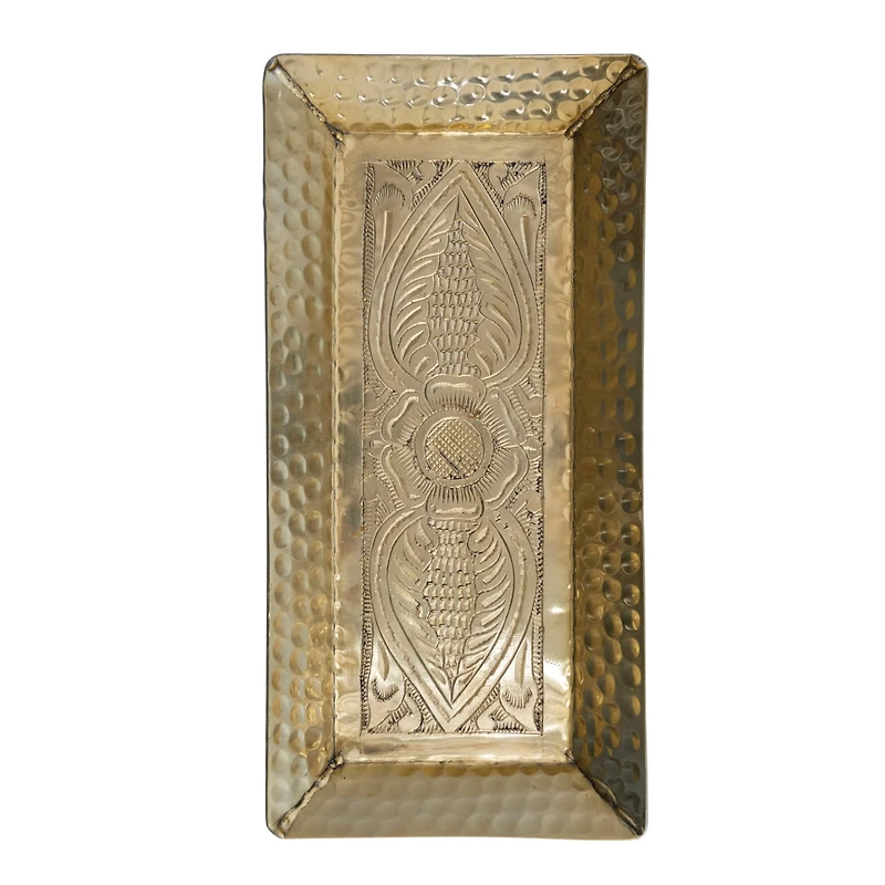 Hello Honey® 11.5" Gold Finish Decorative Hammered Aluminum Tray