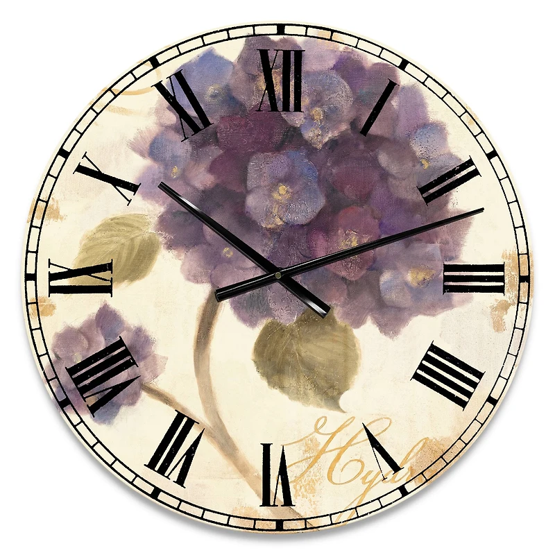 Designart 'Abundant Hydrangea Flower Ii Farmhouse Wall Clock