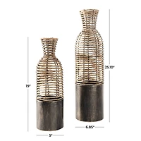Light Brown Plastic Rattan Handmade Vase Set