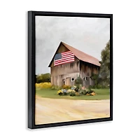 Stupell Industries Rural Americana Home Countryside Farm Flag Painting Floater Framed Art
