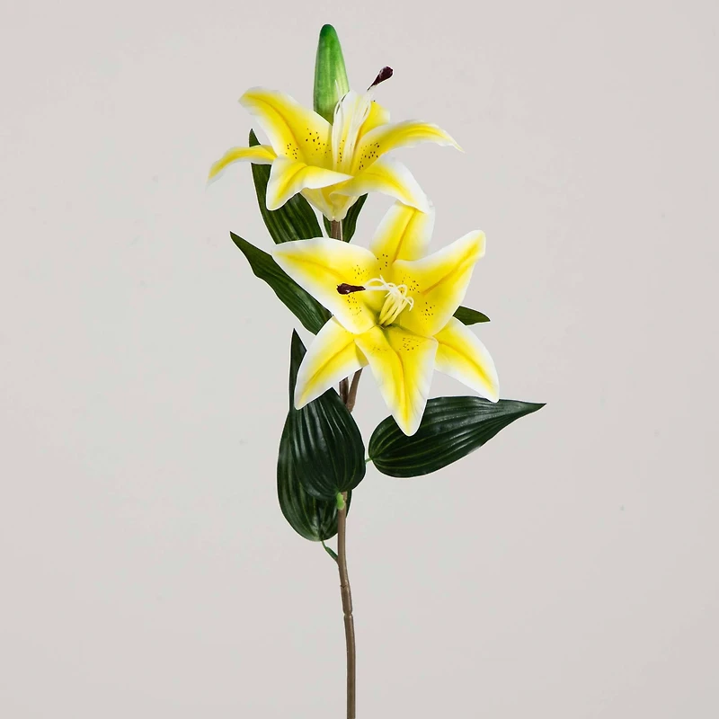 31" Yellow Lily Flower Stems, 3ct.