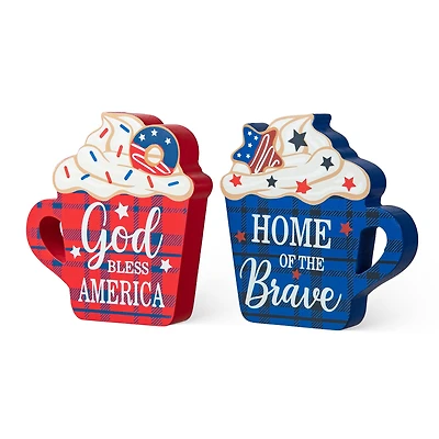 Glitzhome® Patriotic Americana Coffee Cup Table Décor Set