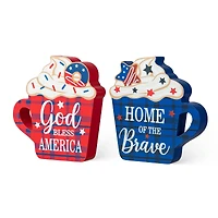 Glitzhome® Patriotic Americana Coffee Cup Table Décor Set
