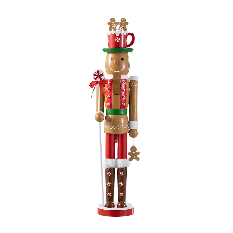 Glitzhome® 24"H Wooden Christmas Gingerbread Man Nutcracker
