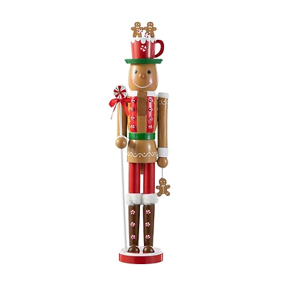 Glitzhome® 24"H Wooden Christmas Gingerbread Man Nutcracker