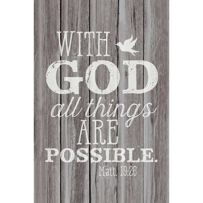 With God All Things Wood Plaque