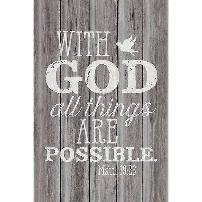 With God All Things Wood Plaque