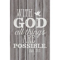 With God All Things Wood Plaque
