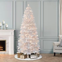 7ft. Pre-Lit White Carson Artificial Pine Christmas Tree, Clear Lights