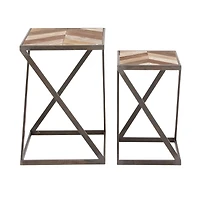 Brown Wood Modern Accent Table Set