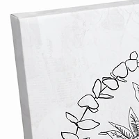 Hand Drawn Flowers and Leaves 16" x 16" Canvas Wall Art